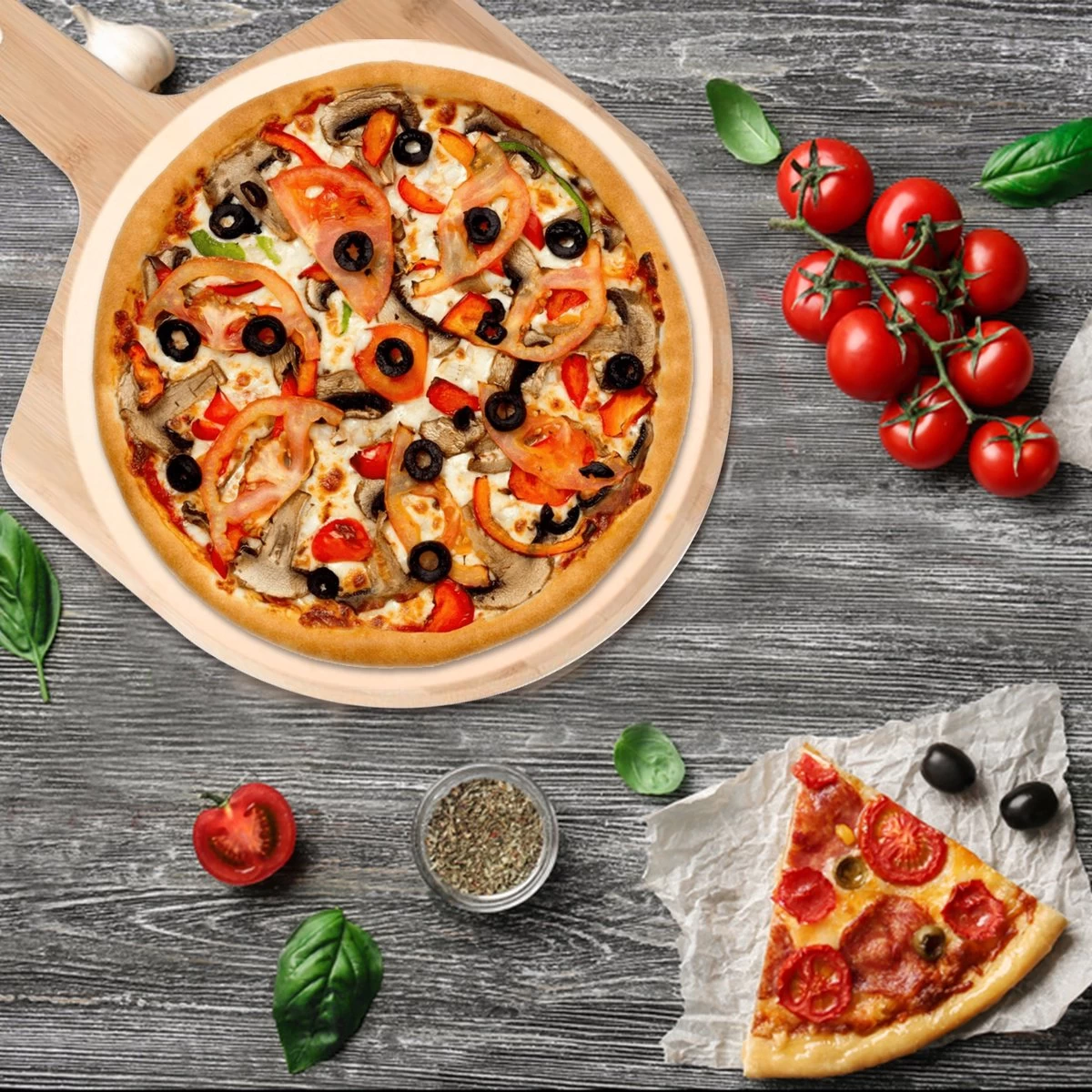 MaxxHome Pizzasteen - BBQ Steen - Maximum Te Verhitten Tot 600 Graden - ⌀33 - Incl. Houten Schep 6 MaxxHome Pizzasteen - BBQ Steen - Maximum Te Verhitten Tot 600 Graden - ⌀33 - Incl. Houten Schep - Afbeelding 4