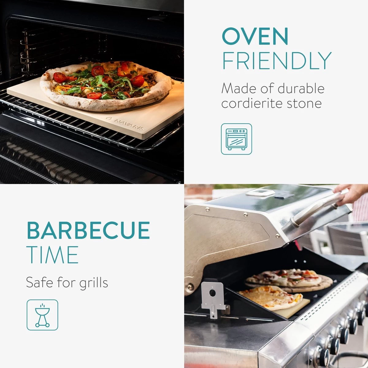 Navaris Pizzasteen XL Voor Oven En Barbecue - Rechthoekige Pizzaplaat 38 X 30 Cm - Inclusief Pizzaschep Met Extra Lang Handvat En Receptenboek 7 Navaris Pizzasteen XL Voor Oven En Barbecue - Rechthoekige Pizzaplaat 38 X 30 Cm - Inclusief Pizzaschep Met Extra Lang Handvat En Receptenboek - Afbeelding 5