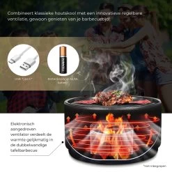Ozocozy BBQ-ONE Houtskool Tafelbarbecue - Ø30 Cm- Zwart - Incl. Draagtas, Siliconen Bakkwast En RVS-Barbecuetang -Kook Verkoop 1200x1200 459