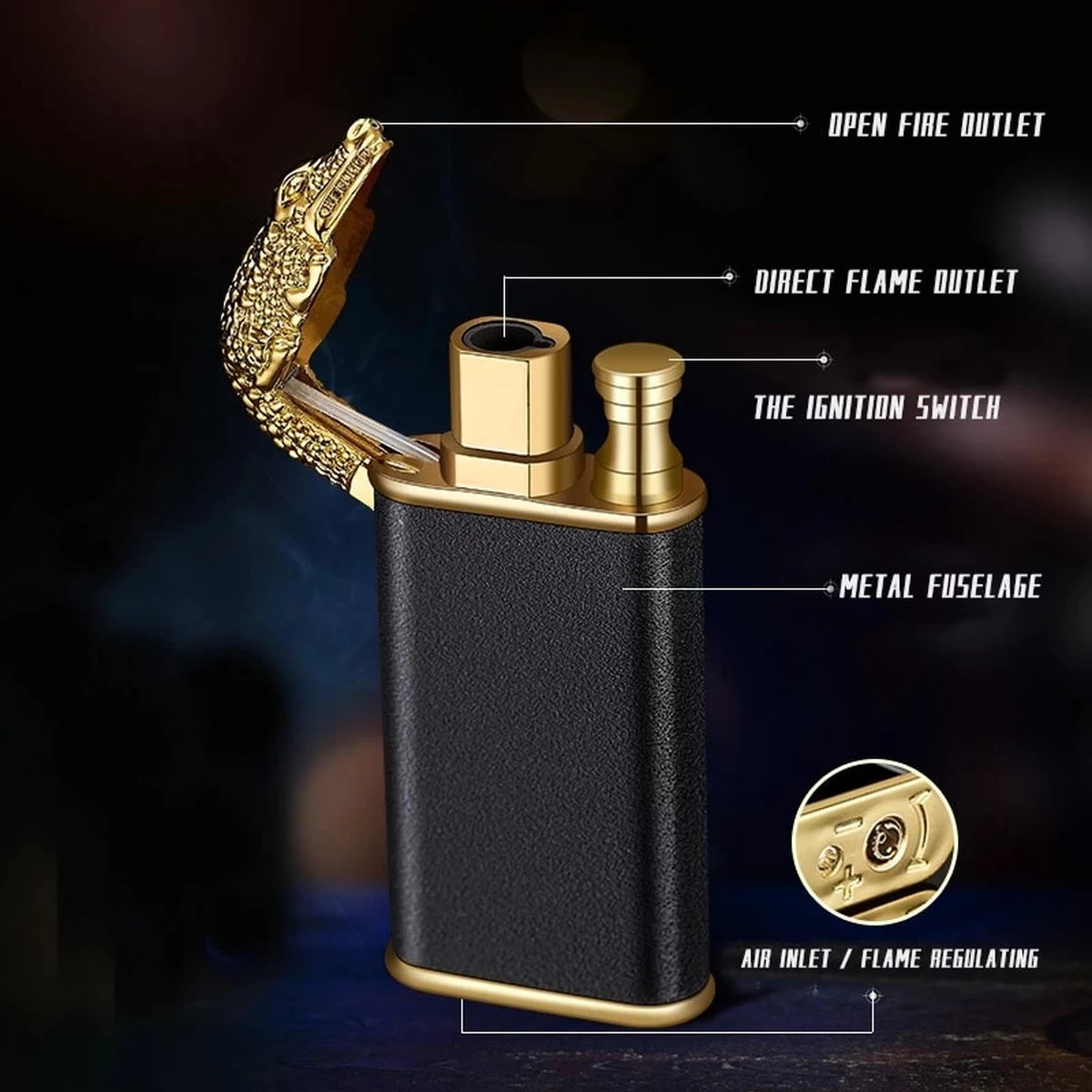 Dragon Lighter - Draak Aansteker - Dual Flame - Vuur Aansteker - Verschillende Vlamgrootte - Hervulbaar - WBV™ 5 Dragon Lighter - Draak Aansteker - Dual Flame - Vuur Aansteker - Verschillende Vlamgrootte - Hervulbaar - WBV™ - Afbeelding 3