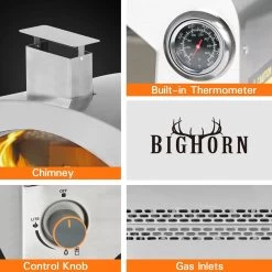 Bighorn Outdoor Edelstaal Gas Pizza Oven - Draagbare Gas Barbecue - Edelstaal -Model SRGG20001 -Kook Verkoop 1200x1200 601