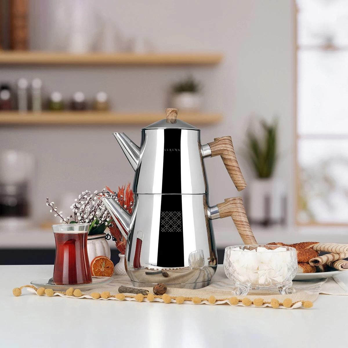 Serenk Definition Turkse Theepot - Inductie Geschikt - Theepottenset - RVS 6 Serenk Definition Turkse Theepot - Inductie Geschikt - Theepottenset - RVS - Afbeelding 4