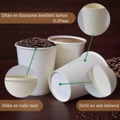 Drinkbeker Wit - Koffiebeker - Kartonnen Beker - 265ml - 100 Stuks - Wegwerpbeker - Papieren Beker - To-Go -Kook Verkoop 1200x1200 706