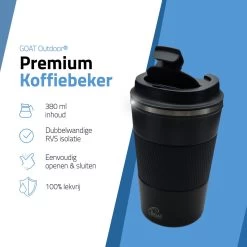 GOAT Outdoor RVS Koffiebeker To Go - Thermosbeker - Theebeker - Reisbeker - Lekvrij - 380ml - Zwart -Kook Verkoop 1200x1200 719