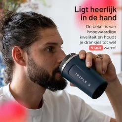 Triple J® Koffiebeker To Go - Thermosbeker - BPA & Lekvrij - 380ml - Blauw -Kook Verkoop 1200x1200 732