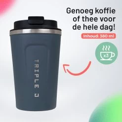 Triple J® Koffiebeker To Go - Thermosbeker - BPA & Lekvrij - 380ml - Blauw -Kook Verkoop 1200x1200 733