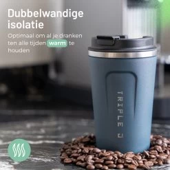 Triple J® Koffiebeker To Go - Thermosbeker - BPA & Lekvrij - 380ml - Blauw -Kook Verkoop 1200x1200 735