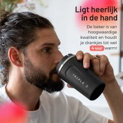 Triple J® Koffiebeker To Go - Thermosbeker - BPA & Lekvrij - 380ml - Zwart -Kook Verkoop 1200x1200 760