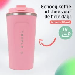 Triple J® Koffiebeker To Go - Thermosbeker - BPA & Lekvrij - 510ml - Roze -Kook Verkoop 1200x1200 766
