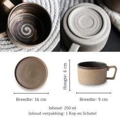 House Of Husk® Keramieke Kop En Schotel Set - Koffiekopjes - Theemokken - Koffiemokken - 250 Ml - Bruin Aardewerk -Kook Verkoop 1200x1200 903