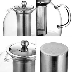 Monzana Theepot Glas - Met Theepotverwarmer – Voor 1,5 Liter RVS Zeef -Kook Verkoop 1200x1200 953