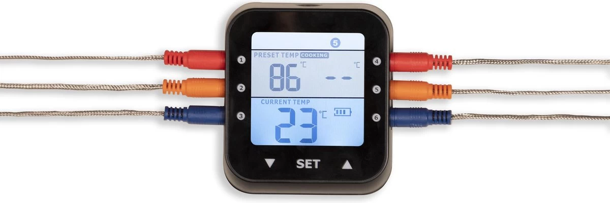 Patton - Kamado 21" - Premium Black - Keramische Barbecue - Incl. Bluetooth Kerntemperatuurmeter - LED Verlichting - Large - Compleet - Zwart 9 Patton - Kamado 21" - Premium Black - Keramische Barbecue - Incl. Bluetooth Kerntemperatuurmeter - LED Verlichting - Large - Compleet - Zwart - Afbeelding 7