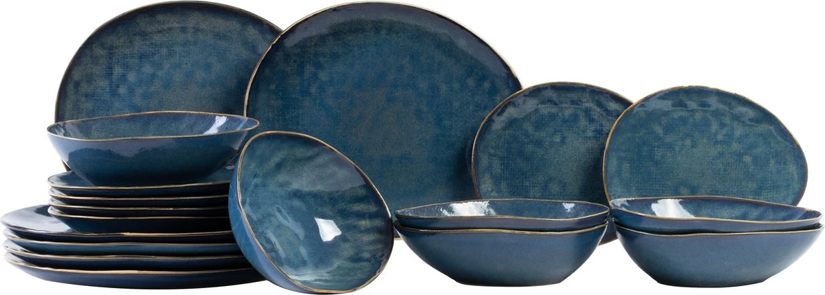 Cosy & Trendy Serviesset Aicha Blue 18-Delig - 6 Persoons 3 Cosy & Trendy Serviesset Aicha Blue 18-Delig - 6 Persoons