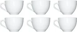 Merkloos Koffie Kopjes – Koffiekopjes – Koffiemokken – Cappuccino – Set Van 6 – Porselein – 250 Ml – Wit -Kook Verkoop 1200x511