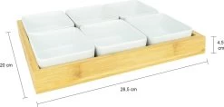 Krumble Borrelplank Met 6 Schaaltjes - Borrelplank - Tapasschaal - Serveerschaal Met Vakjes - Snackschaal - Snack- & Tappasschalen - Serveerplanken- Serveerschalen - Hout En Keramiek - 6 Delig Schaaltjes - Wit En Bruin -Kook Verkoop 1200x571 2