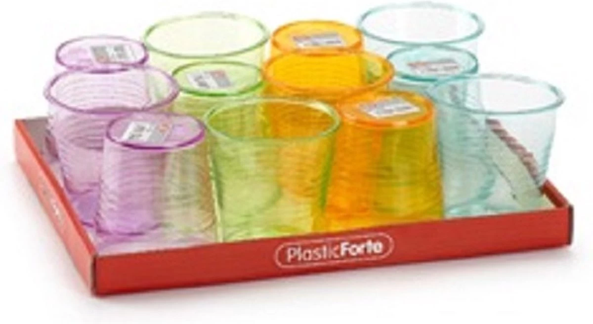 12x Stuks Drinkglazen/limonadeglazen Gekleurd 200 Ml - Sapglazen/waterglazen Onbreekbaar Kunststof Voor Kinderen 3 12x Stuks Drinkglazen/limonadeglazen Gekleurd 200 Ml - Sapglazen/waterglazen Onbreekbaar Kunststof Voor Kinderen