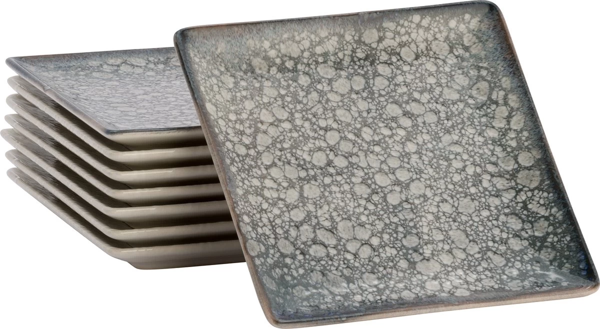 Lite-Body Hermes Gebaksbordjes - Set Van 8 Stuks - Ø16 Cm - Grijs Relief 3 Lite-Body Hermes Gebaksbordjes - Set Van 8 Stuks - Ø16 Cm - Grijs Relief