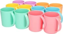 Merkloos 12x Gekleurde Drinkbekers/mokken Kunststof 350 Ml - Limonade Bekers - Campingservies/picknickservies -Kook Verkoop 1200x663