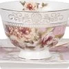 Clayre & Eef Kop En Schotel 200 Ml Roze Wit Porselein Rond Bloemen Servies Cadeau Voor Haar Cappuccino -Kook Verkoop 1200x695