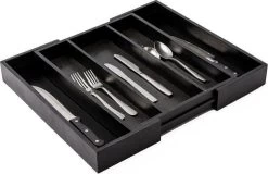 Merkloos Decopatent® Uitschuifbaar Bestekbak - Besteklade - 3 Vaks -> Uitschuifbaar Naar 5 Vakken - Bestekbakken Organizer - Bamboe - Zwart -Kook Verkoop 1200x776 5