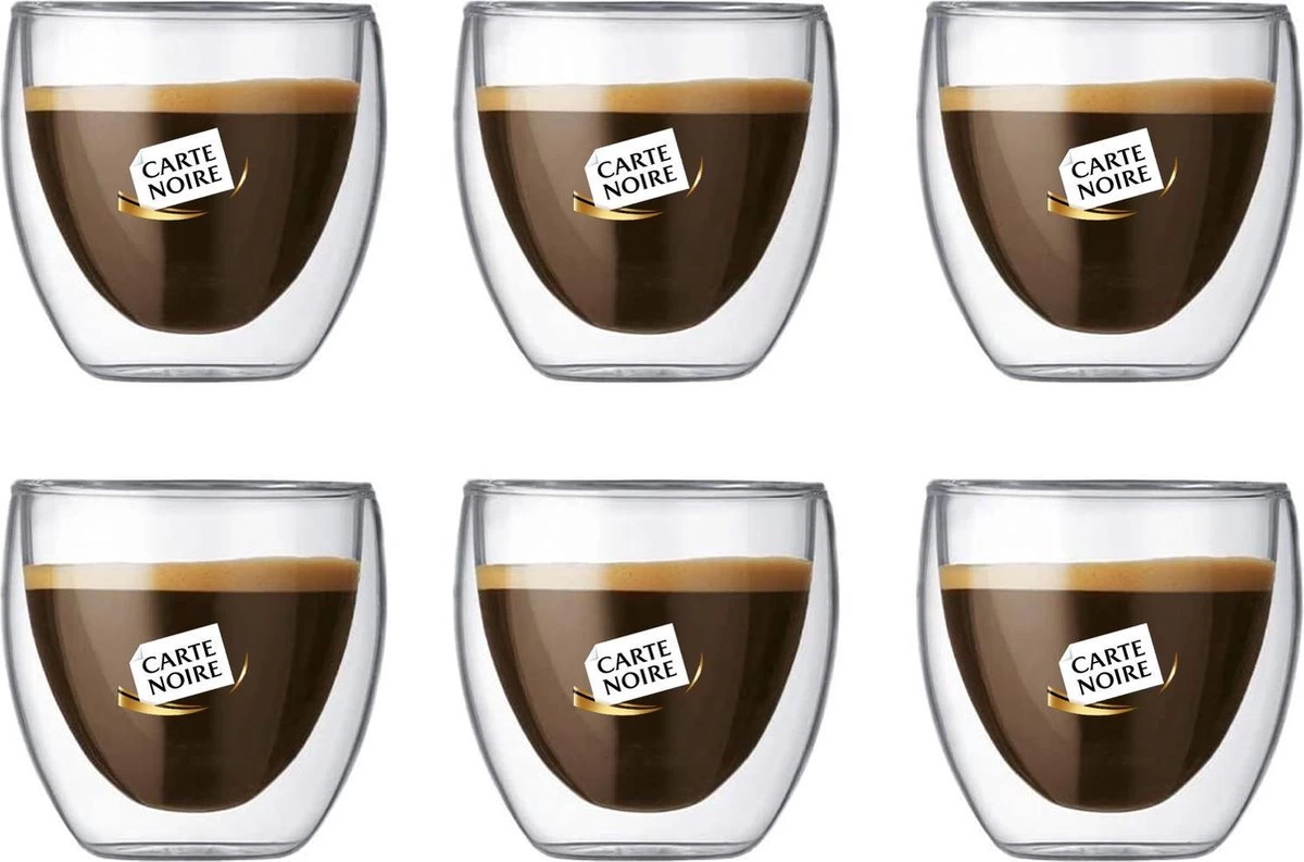 Bodum Theeglazen - Dubbelwandige Koffieglazen - 80 Ml - 6 Stuks - Carte Noire 3 Bodum Theeglazen - Dubbelwandige Koffieglazen - 80 Ml - 6 Stuks - Carte Noire