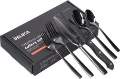 Deleca 6 Persoons Bestekset (36-delig) - Lepels, Messen, Vorken & Steakmessen - Vaatwasserbestendig - Zwart / RVS -Kook Verkoop 1200x796 7
