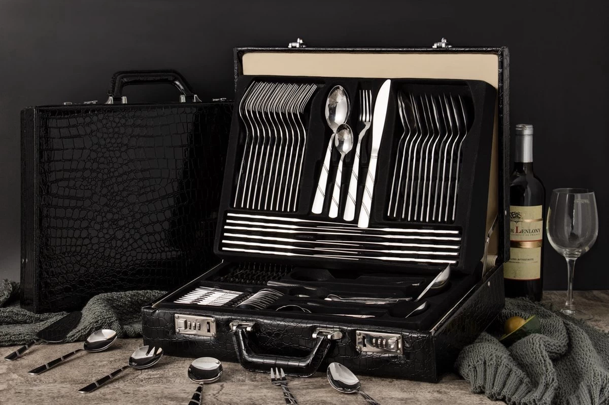 Swiss Home | Bestekset - 12 Persoons - 72-delig - Luxe Opbergkoffer - 18/10 | Limited Edition Set + Luxe Koffer 7 Swiss Home | Bestekset - 12 Persoons - 72-delig - Luxe Opbergkoffer - 18/10 | Limited Edition Set + Luxe Koffer - Afbeelding 5