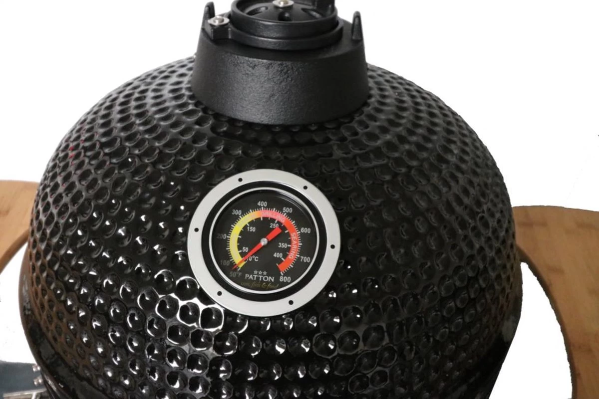 Patton - Kamado 21" - Premium Black - Keramische Barbecue - Incl. Bluetooth Kerntemperatuurmeter - LED Verlichting - Large - Compleet - Zwart 22 Patton - Kamado 21" - Premium Black - Keramische Barbecue - Incl. Bluetooth Kerntemperatuurmeter - LED Verlichting - Large - Compleet - Zwart - Afbeelding 20