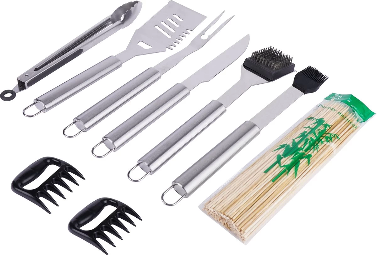 BBQ Accesoires Set Gereedschap Tang Borstel Barbecue Kookgerei - 10 Delig 3 BBQ Accesoires Set Gereedschap Tang Borstel Barbecue Kookgerei - 10 Delig
