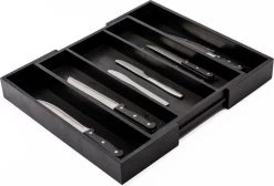 Merkloos Decopatent® Uitschuifbaar Bestekbak - Besteklade - 3 Vaks -> Uitschuifbaar Naar 5 Vakken - Bestekbakken Organizer - Bamboe - Zwart -Kook Verkoop 1200x817 2