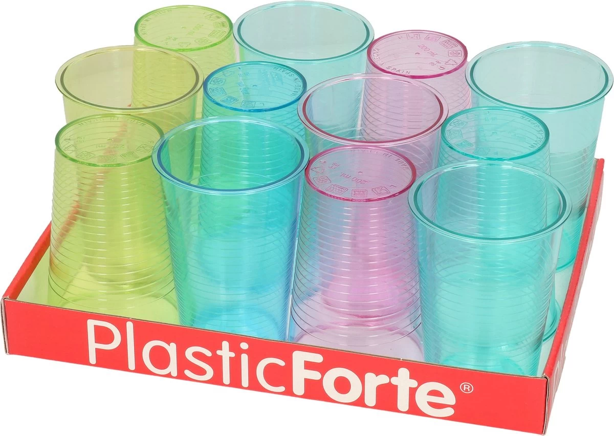 12x Stuks Drinkglazen/limonadeglazen Gekleurd 200 Ml - Sapglazen/waterglazen Onbreekbaar Kunststof Voor Kinderen 5 12x Stuks Drinkglazen/limonadeglazen Gekleurd 200 Ml - Sapglazen/waterglazen Onbreekbaar Kunststof Voor Kinderen - Afbeelding 3