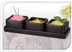 Excellent Houseware Amuse/tapas/saus Schaaltjes Met Serveerplankje - Aardewerk - Mat Zwart -Kook Verkoop 1200x858 2