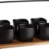 Mica Decorations - Luxe Tapas Set - 6 Zwarte Tapas Schaaltjes Op Houten Tapasplank - Servies - Borrelplank Olijfhout -Kook Verkoop 1200x866 3