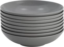 Lite-Body Hermes Pastabord - Set Van 8 Stuks - Ø 21 Cm - Aardewerk - Grijs Mat