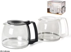 Merkloos Koffiepot Met Zwarte Deksel En Handvat 1,5 Liter - Glazen Universele Koffie/koffie Potten - 1500 Ml Reserve Koffiepotten