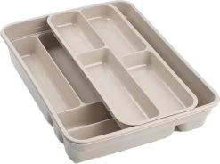 Bestekbak/bestekhouder Taupe 40 X 30 X 7 Cm - 2 Lagen - Keuken Opberg Accessoires