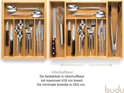 Budu Uitschuifbare Bamboe Bestekbak #38 (38 Cm Diep) - Bestekcassette Hout - Besteklade - 38 X 29,5 - 47,8 Cm - 5/7 Vakken -Kook Verkoop 1200x900 121
