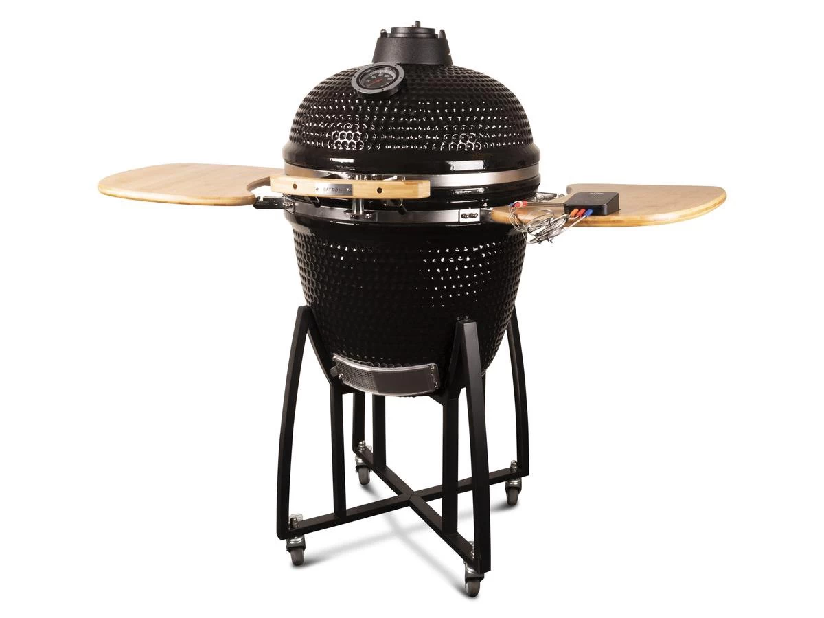 Patton - Kamado 21" - Premium Black - Keramische Barbecue - Incl. Bluetooth Kerntemperatuurmeter - LED Verlichting - Large - Compleet - Zwart 4 Patton - Kamado 21" - Premium Black - Keramische Barbecue - Incl. Bluetooth Kerntemperatuurmeter - LED Verlichting - Large - Compleet - Zwart - Afbeelding 2