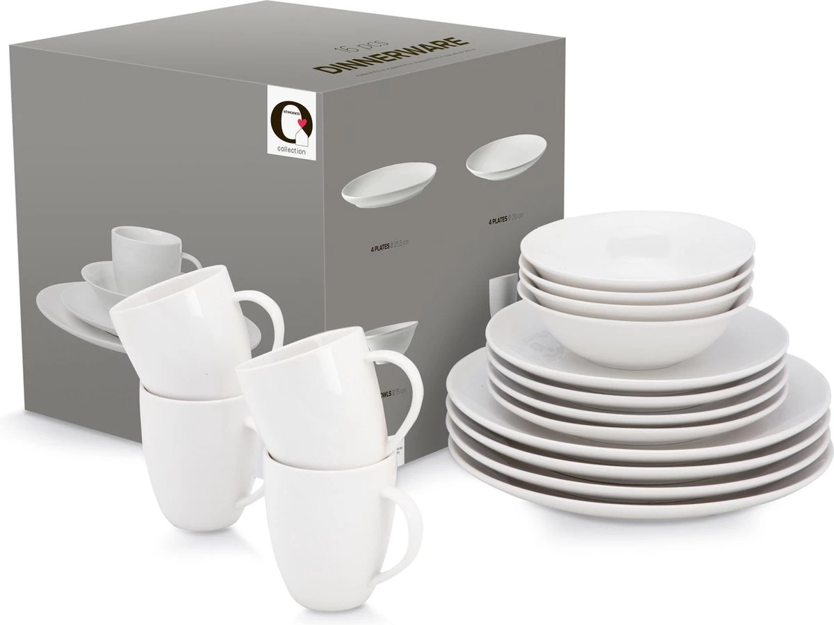 Vtwonen Serviesset - Wit - Porselein - 16-Delig 4 Vtwonen Serviesset - Wit - Porselein - 16-Delig - Afbeelding 2