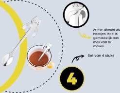 4 Theelepels Hangende Kat - Katten Koffielepel - RVS - Zilverkleurig -Kook Verkoop 1200x930 6