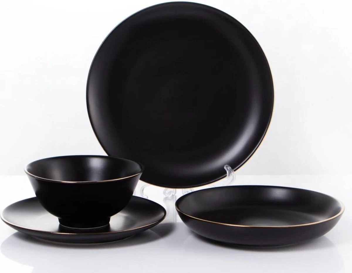 Serviesset 24-delig 6 Personen - Zwart-Goud 3 Serviesset 24-delig 6 Personen - Zwart-Goud