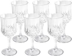 Merkloos 6x Stuks Herbruikbare Kunststof Wijnglazen 200 Ml Met Kristaleffect
