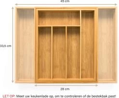 Budu Uitschuifbare Bamboe Bestekbak #33,5 (33,5 Cm Diep) - Bestekcassette Hout - Besteklade - 33,5 X 28 - 45 Cm - 5/7 Vakken 14 Budu Uitschuifbare Bamboe Bestekbak #33,5 (33,5 Cm Diep) - Bestekcassette Hout - Besteklade - 33,5 X 28 - 45 Cm - 5/7 Vakken -Kook Verkoop 1200x984 5