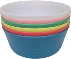 Merkloos Kinder Snack Bakjes BOBBY - Schaaltjes - Kommen - Picknicken - Camping - Feest - Multicolor - Kunststof - Ø12 Cm - 6 Stuks