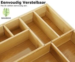 Merkloos Decopatent® Bestekbak - Lade Organizer - Besteklade - Bamboe - Hout - Bestek Bak Organizer Houder Voor Keukenla - Bestekcassette -Kook Verkoop 1200x994 5