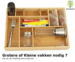Merkloos Decopatent® Bestekbak - Lade Organizer - Besteklade - Bamboe - Hout - Bestek Bak Organizer Houder Voor Keukenla - Bestekcassette -Kook Verkoop 1200x994 7