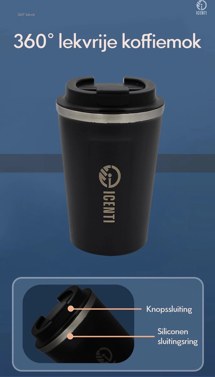 ICENTI - RVS Koffiebeker To Go - 380ml – Groen - Thermosbeker - Lekvrij - Dubbelwandig - Koffie Beker - Theebeker – Coffeemugg - Theemugg 5 ICENTI - RVS Koffiebeker To Go - 380ml – Groen - Thermosbeker - Lekvrij - Dubbelwandig - Koffie Beker - Theebeker – Coffeemugg - Theemugg - Afbeelding 3