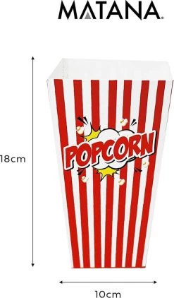 50 Duurzame Popcorn Bakjes (18x10cm) - Popcorn Zakjes Voor Filmavonden, Feestjes - Ook Geschickt Als Snoepbakje Of Feestzakje Voor Kinderen -Kook Verkoop 702x1200 2