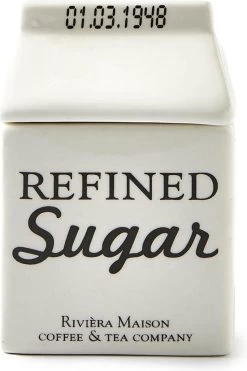 Riviera Maison Suikerpot, Voorraadpot - Carton Jar Sugar – Wit - (LxBxH) 7.6x7.6x10 Cm