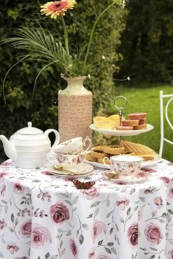 Clayre & Eef Kop En Schotel 200 Ml Roze Wit Porselein Rond Bloemen Servies Cadeau Voor Haar Cappuccino -Kook Verkoop 801x1200 5